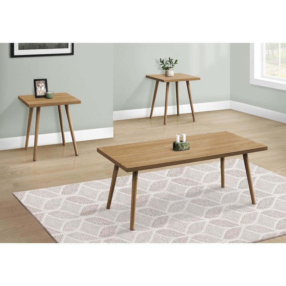 Table Set, 3pcs Set, Accent, Coffee, End, Walnut Laminate, Contemporary. Picture 2