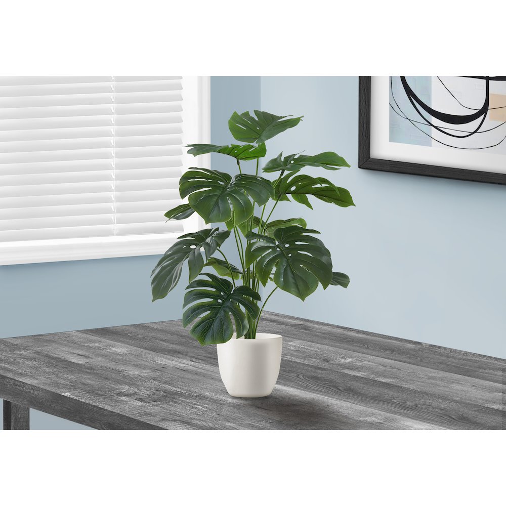 Artificial Plant, 24" Tall, Monstera, Indoor, Faux, Table, Greenery, Real Touch. Picture 2