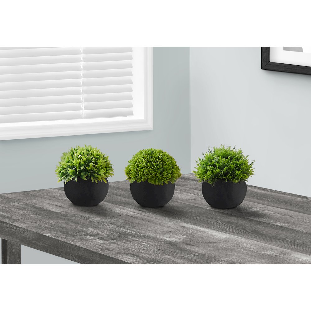 Artificial Plant, 5" Tall, Grass, Indoor, Faux, Table, Greenery, Set Of 3. Picture 2
