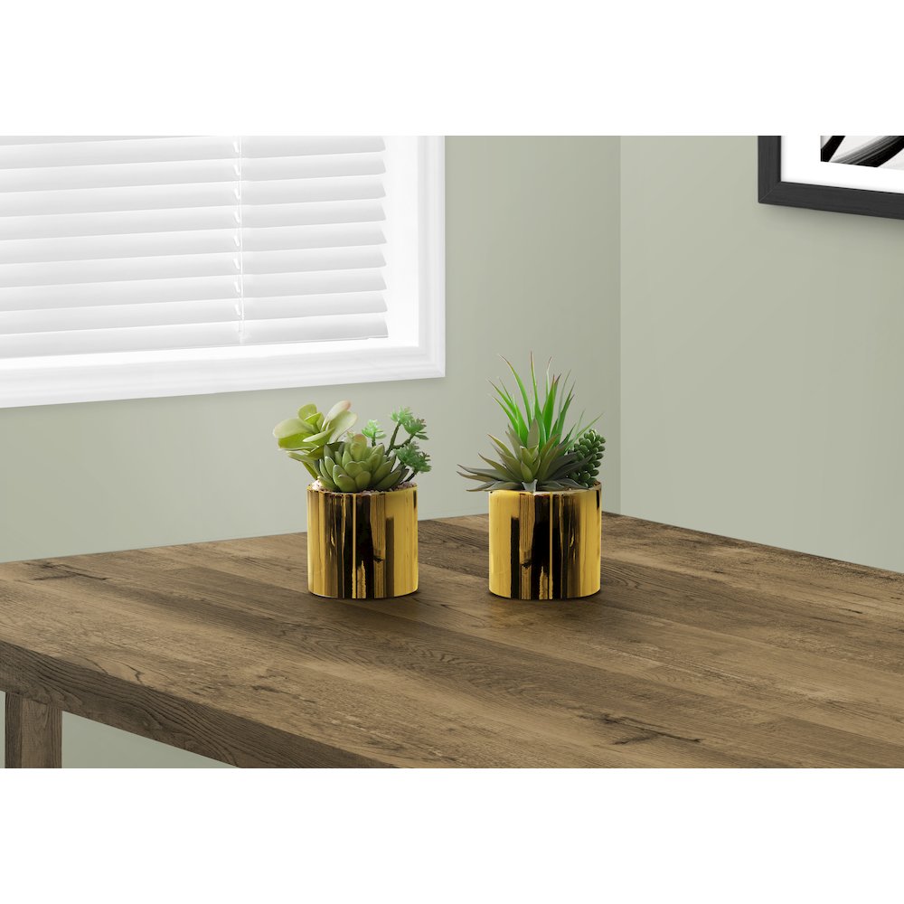 Artificial Plant, 7" Tall, Succulent, Indoor, Faux, Table, Greenery, Set Of 2. Picture 2