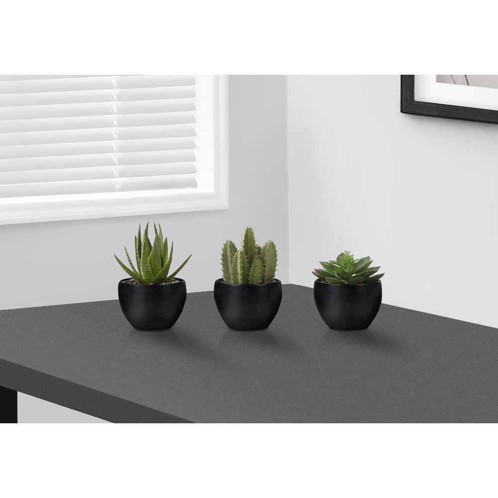 Artificial Plant, 6" Tall, Succulent, Indoor, Faux, Table, Greenery, Set Of 3. Picture 2