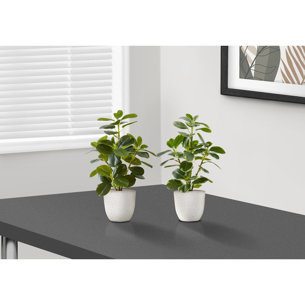 Artificial Plant, 14" Tall, Ficus, Indoor, Faux, Table, Greenery, Set Of 2. Picture 2