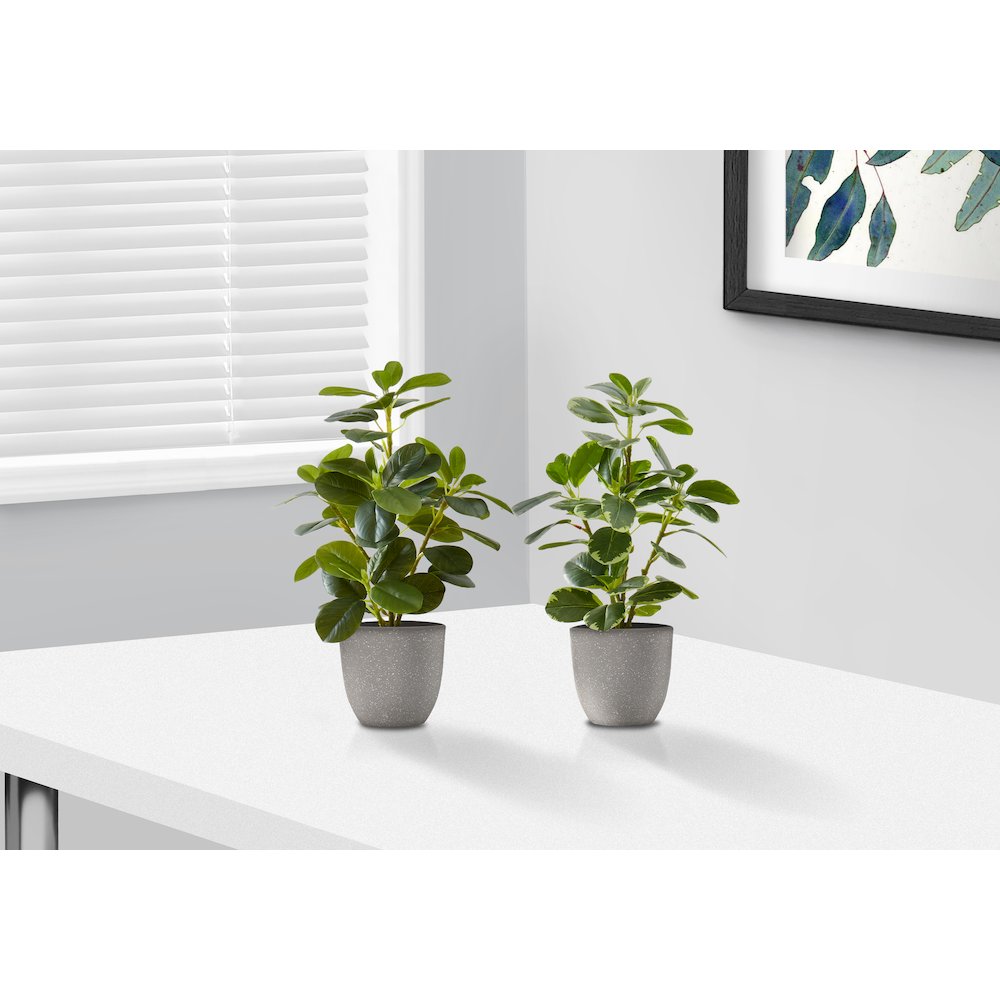 Artificial Plant, 14" Tall, Ficus, Indoor, Faux, Table, Greenery, Set Of 2. Picture 2