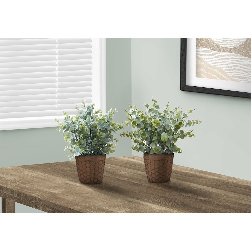 Artificial Plant, 13" Tall, Eucalyptus Grass, Indoor, Table, Greenery, Set Of 2. Picture 2