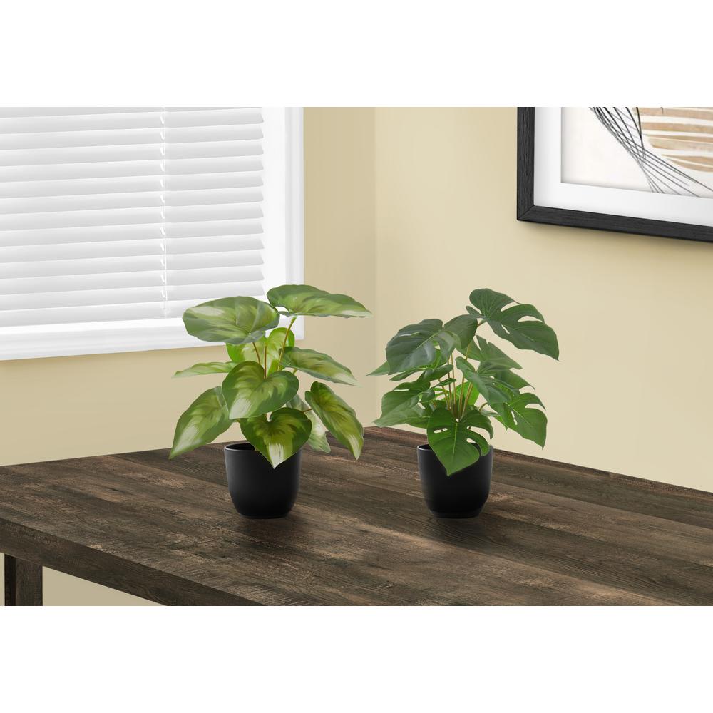 Artificial Plant, 13 Tall, Monstera Calthea, Indoor, Faux, Fake, Table. Picture 6