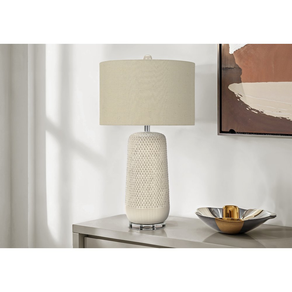 Lighting, 31"H, Table Lamp, Cream Ceramic, Beige Shade, Contemporary. Picture 5