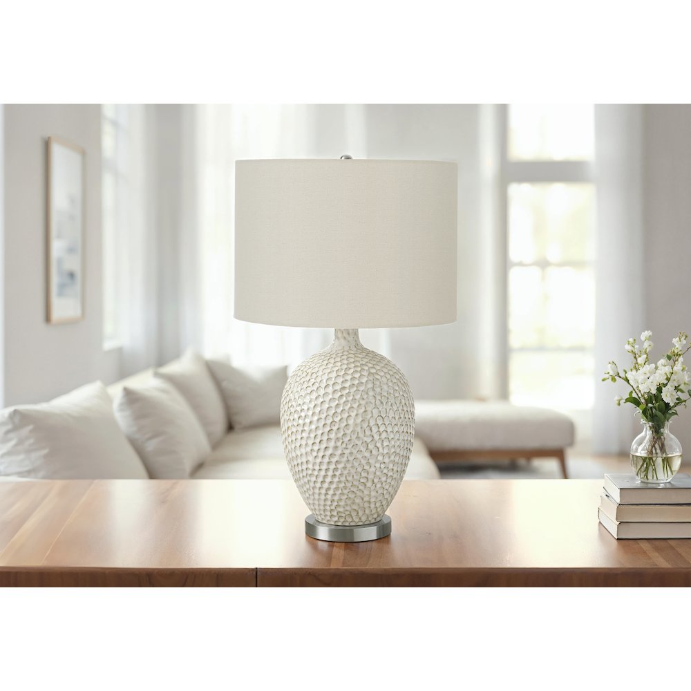 ="Lighting, 28""H, Table Lamp, Cream Ceramic, Ivory / Cream Shade, Contemporary. Picture 5