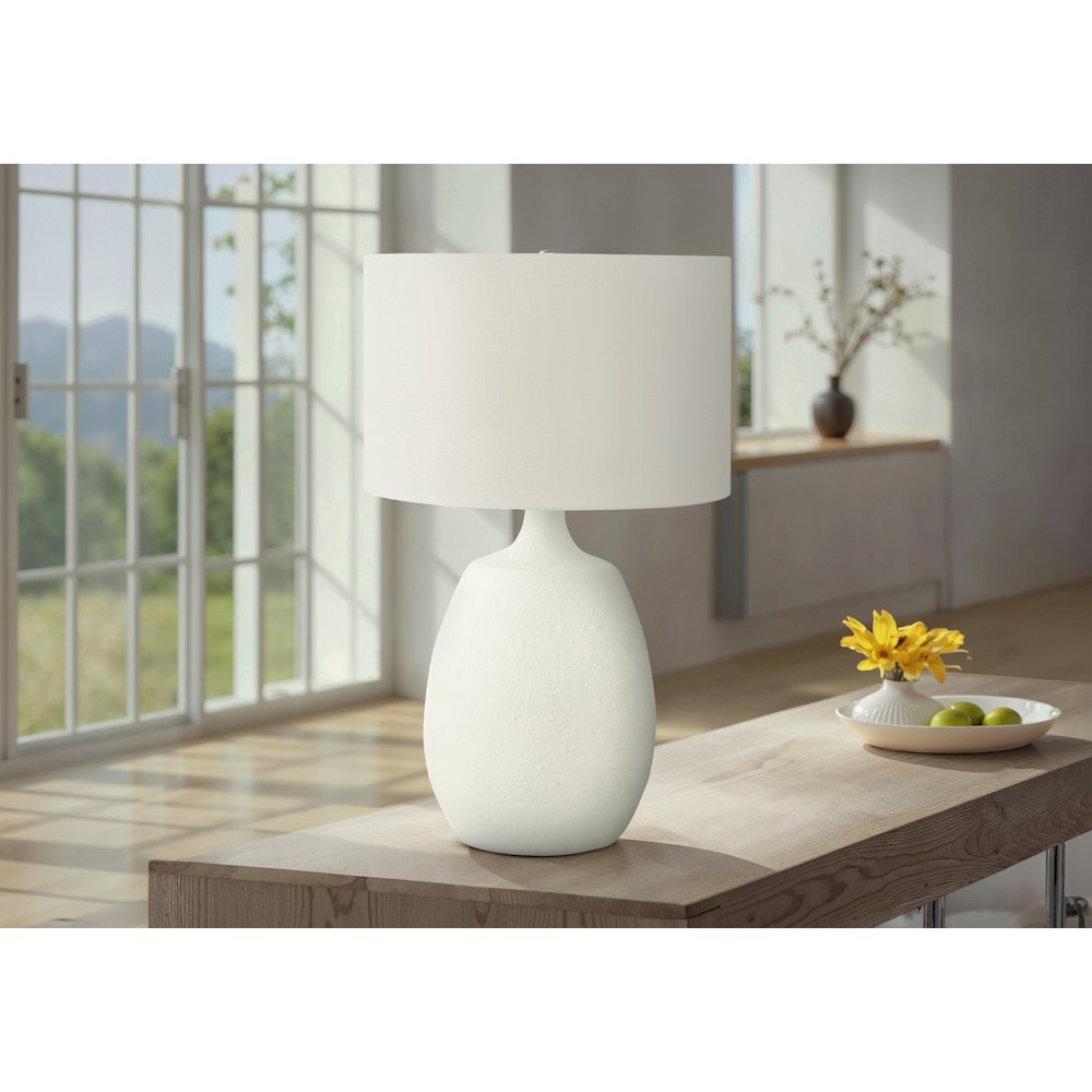 Lighting, 26"H, Table Lamp, Ivory / Cream Shade, Cream Resin, Contemporary. Picture 5