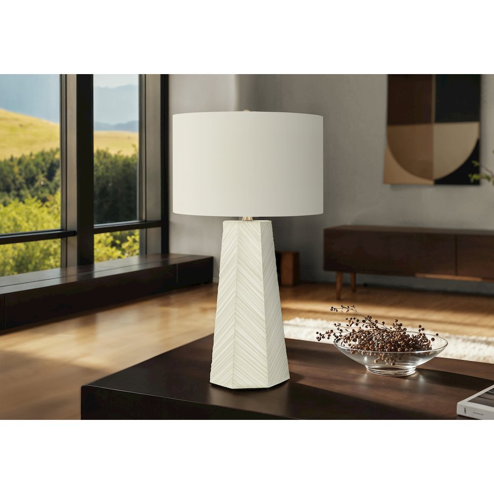 ="Lighting, 29""H, Table Lamp, White Ceramic, Ivory / Cream Shade, Contemporary. Picture 5