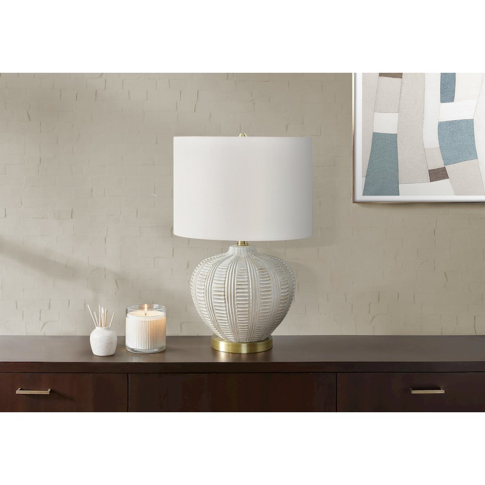 Lighting, 21"H, Table Lamp, Ivory / Cream Shade, Cream Resin, Transitional. Picture 5