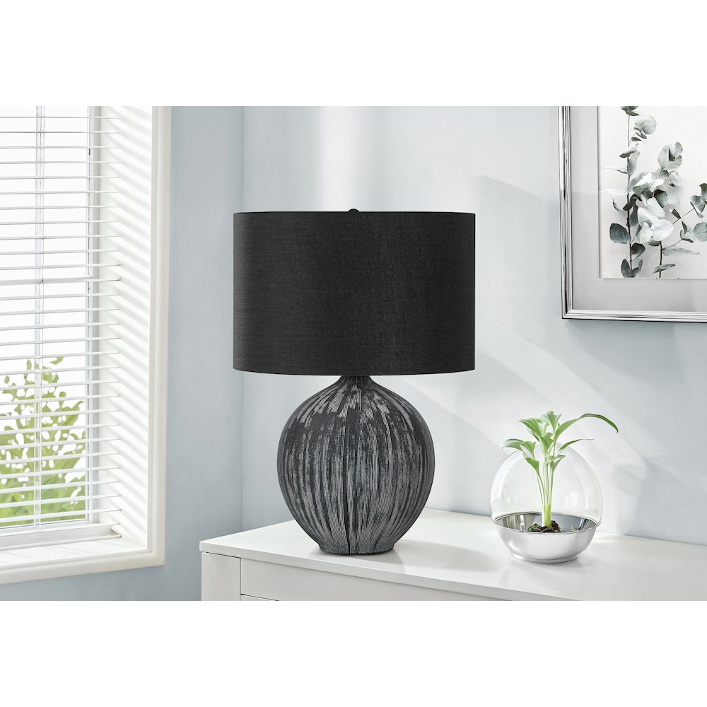 Lighting, 23"H, Table Lamp, Black Ceramic, Black Shade, Contemporary. Picture 5