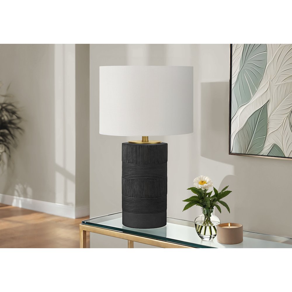 Lighting, 24"H, Table Lamp, Black Resin, Ivory / Cream Shade, Contemporary. Picture 5