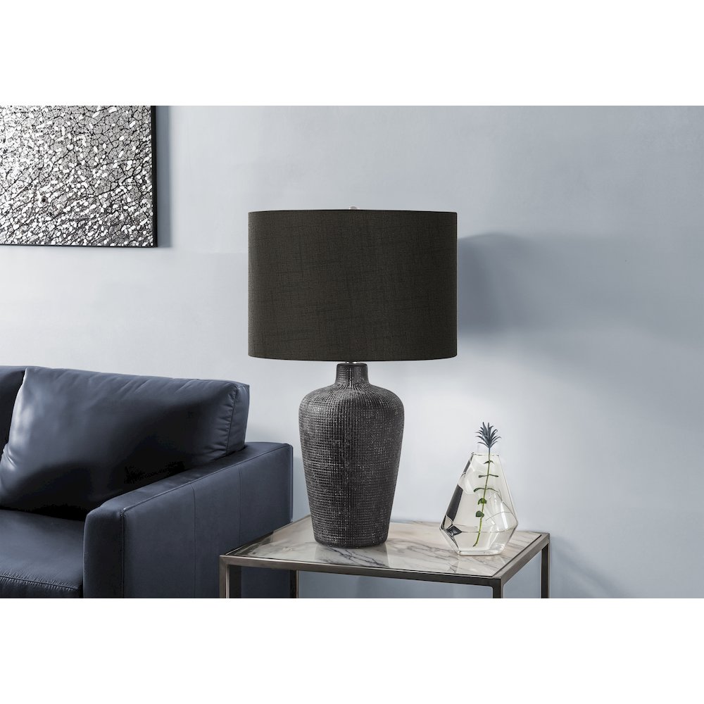 Lighting, Table Lamp, 24"H, Black Ceramic, Black Shade, Contemporary. Picture 5