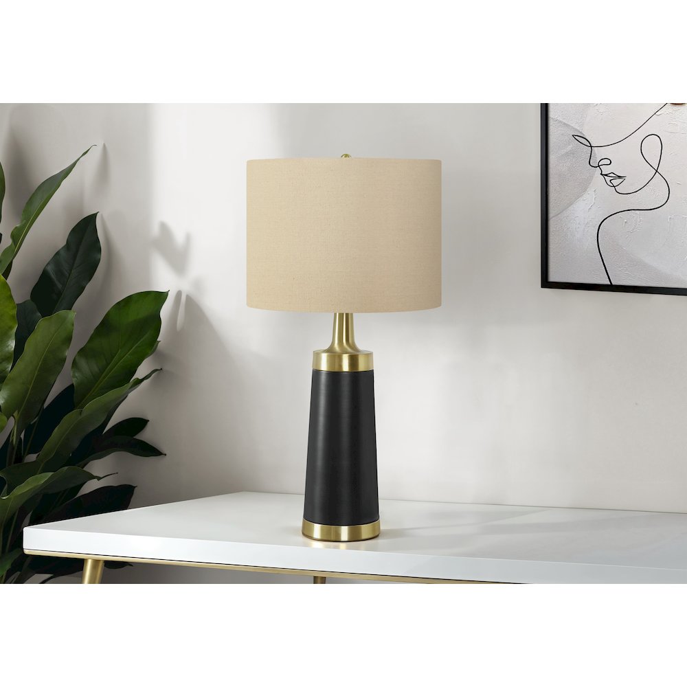 Lighting, 28"H, Table Lamp, Black Metal, Beige Shade, Contemporary. Picture 5