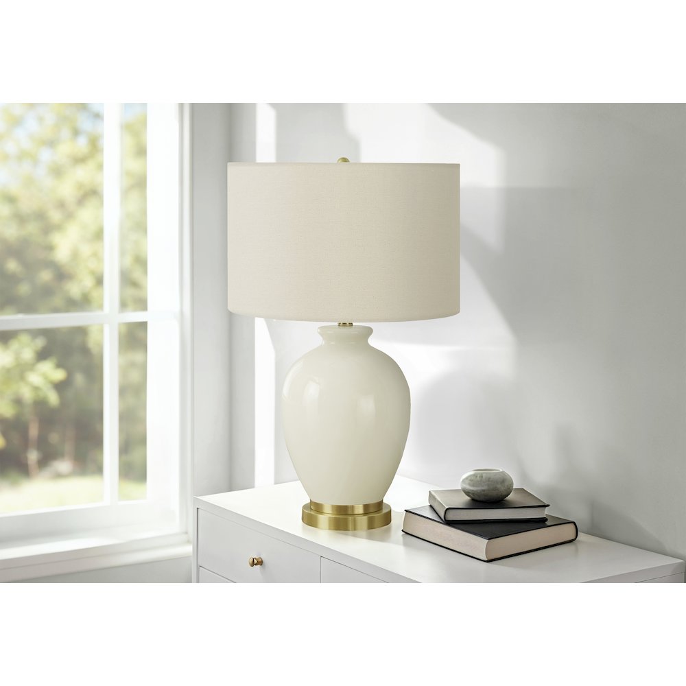 ="Lighting, 26""H, Table Lamp, Ivory / Cream Shade, Cream Ceramic, Transitional. Picture 5