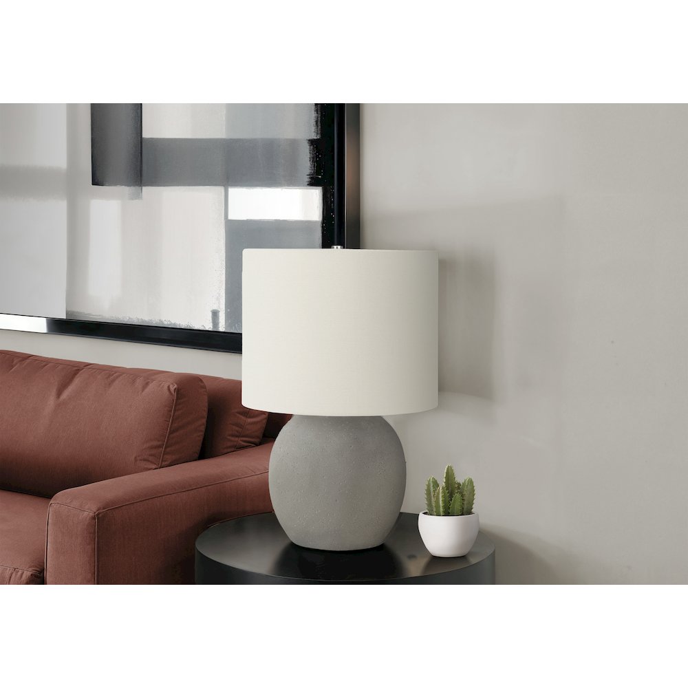 ="Lighting, 20""H, Table Lamp, Grey Concrete, Ivory / Cream Shade, Contemporary. Picture 5