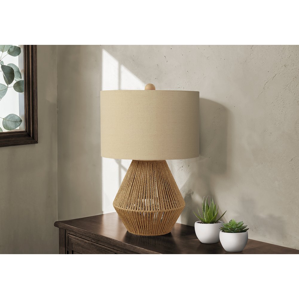 Lighting, 22"H, Table Lamp, Brown Rope, Beige Shade, Transitional. Picture 5