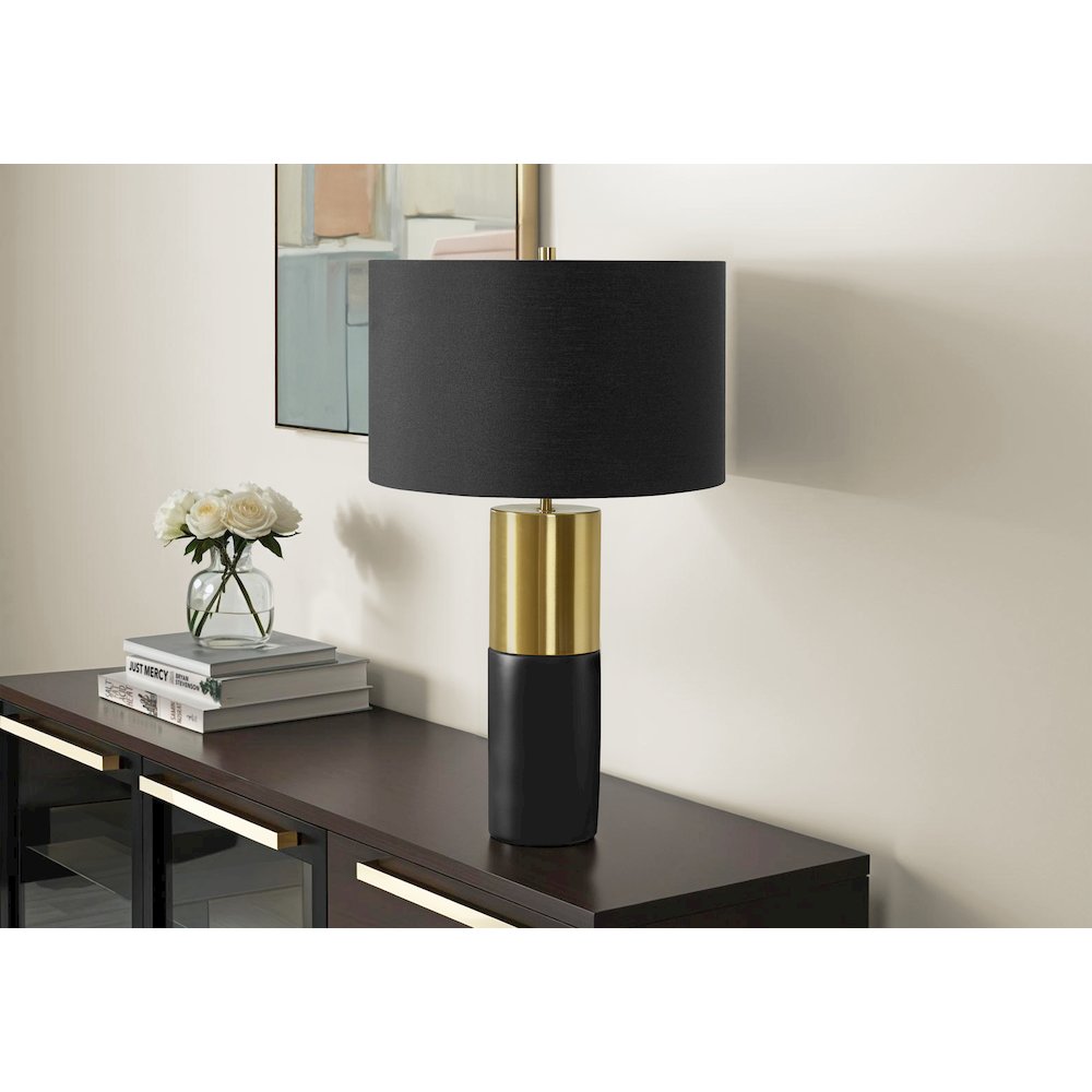 Lighting, 25"H, Table Lamp, Black Concrete, Black Shade, Contemporary. Picture 5