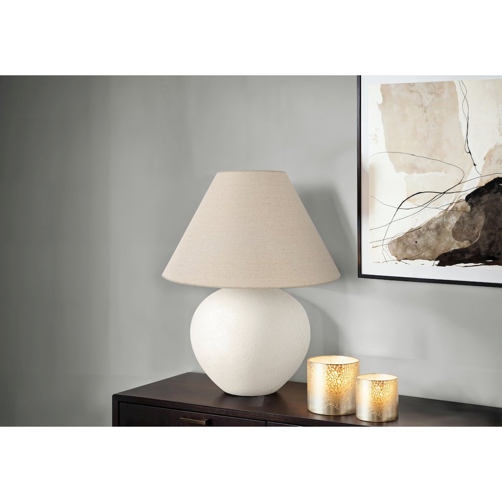Lighting, 16"H, Table Lamp, Cream Shade, Cream Ceramic, Contemporary. Picture 4