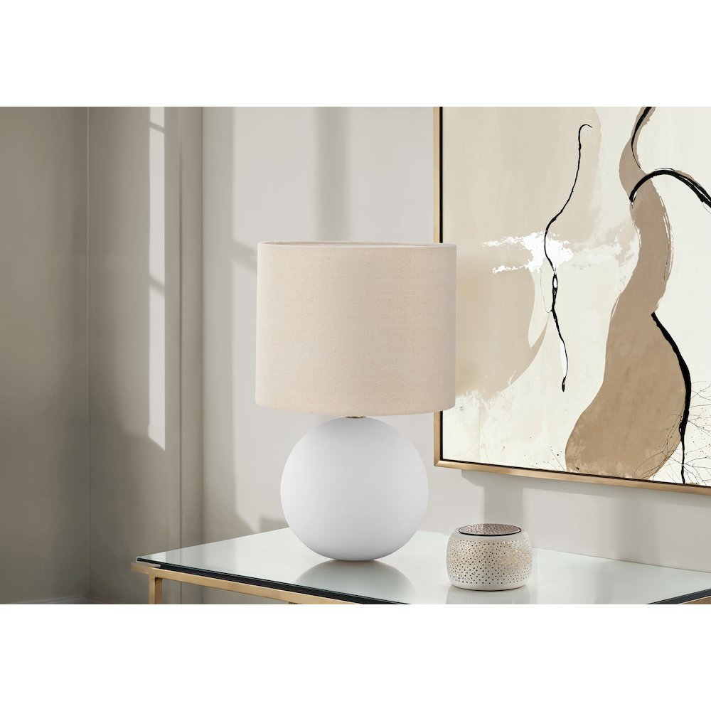 Lighting, 16"H, Table Lamp, Cream Shade, Cream Ceramic, Contemporary. Picture 4