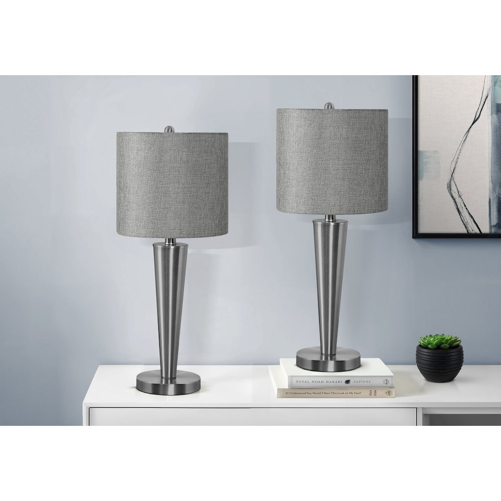 Lighting, Set Of 2, 24H, Table Lamp, Usb Port Included, Nickel. Picture 6
