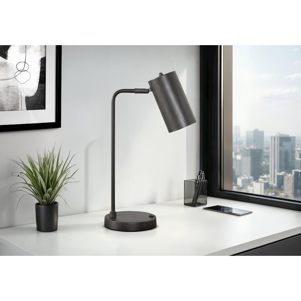 ="Lighting, 18""H, Table Lamp, Usb Port Included, Grey Metal, Grey Shade, Moder. Picture 4