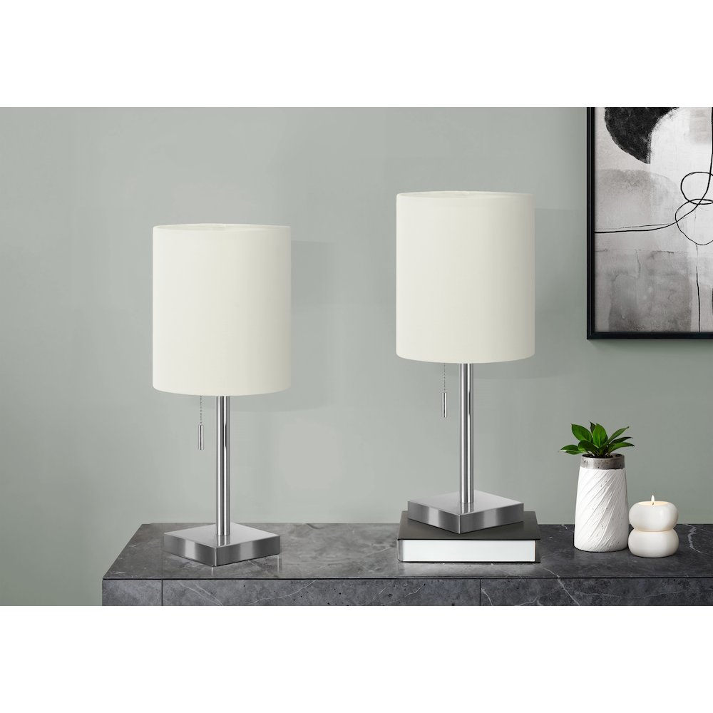 Lighting, Set Of 2, 17H, Table Lamp, Usb Port Included, Nickel. Picture 5