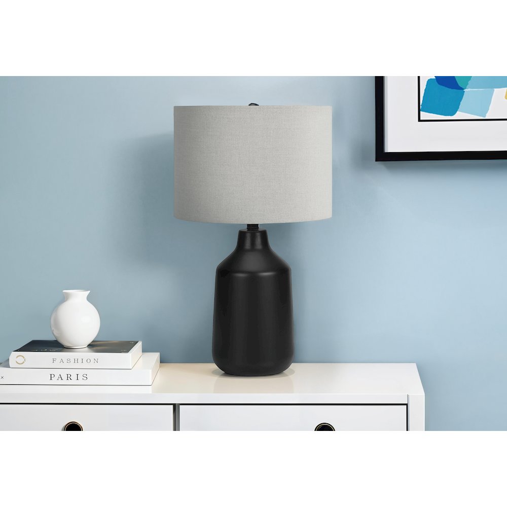 Lighting, 24"H, Table Lamp, Black Concrete, Grey Shade, Contemporary. Picture 5