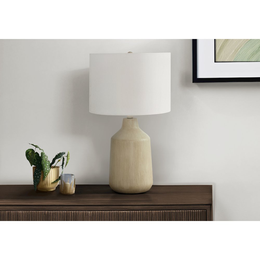 ="Lighting, 24""H, Table Lamp, Beige Concrete, Ivory / Cream Shade, Contemporar. Picture 5