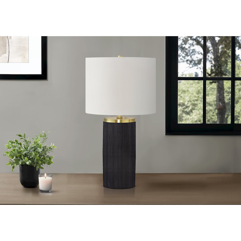Lighting, 24"H, Table Lamp, Black Concrete, Ivory / Cream Shade, Modern. Picture 5