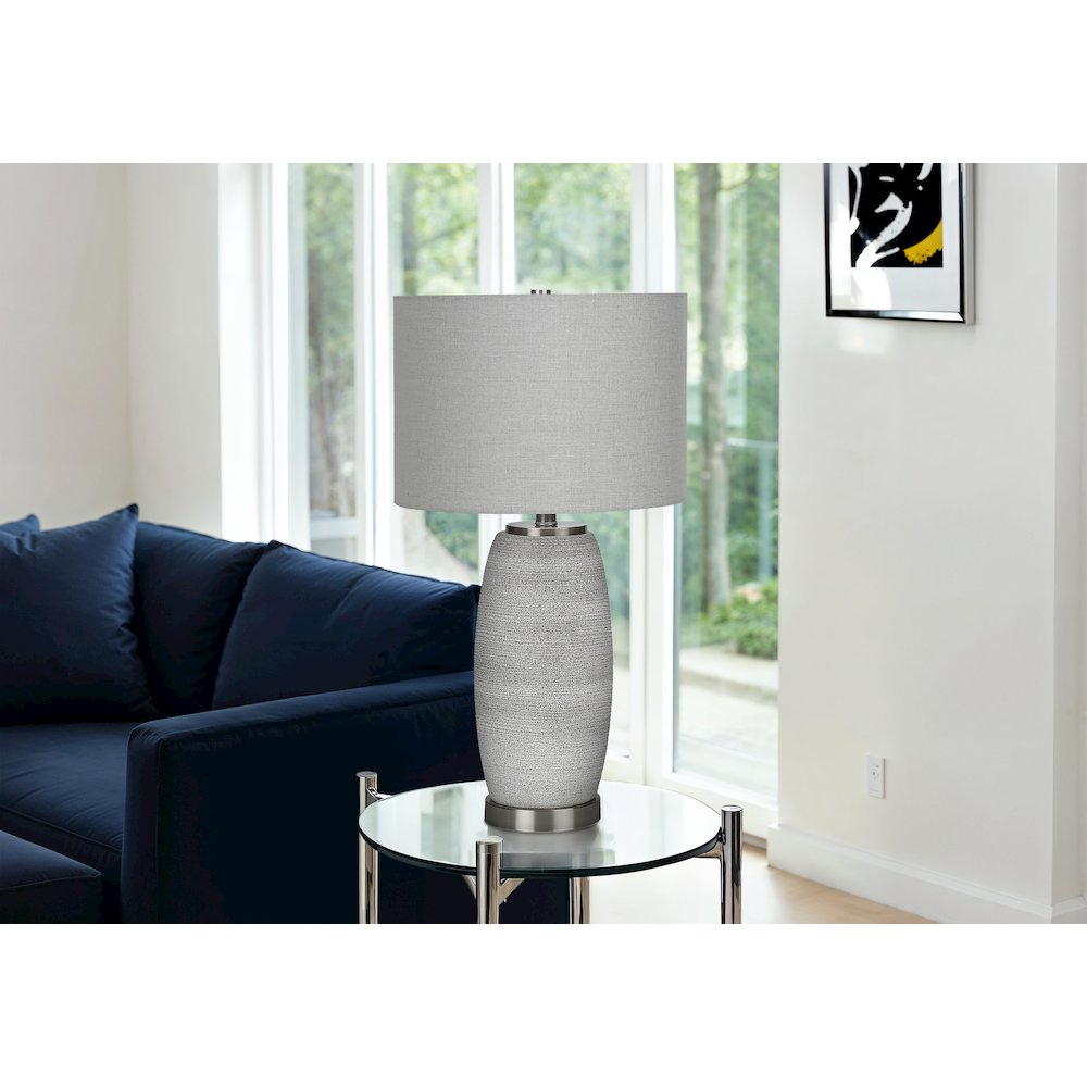 Lighting, 25"H, Table Lamp, Grey Ceramic, Grey Shade, Modern. Picture 5