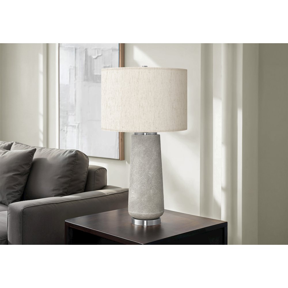 Lighting, 29"H, Table Lamp, Grey Resin, Ivory / Cream Shade, Modern. Picture 5