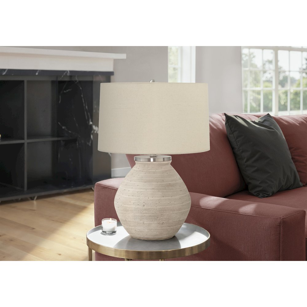 Lighting, 25"H, Table Lamp, Cream Concrete, Beige Shade, Contemporary. Picture 5