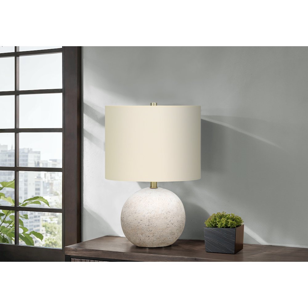 ="Lighting, 20""H, Table Lamp, Grey Concrete, Ivory / Cream Shade, Contemporary. Picture 5