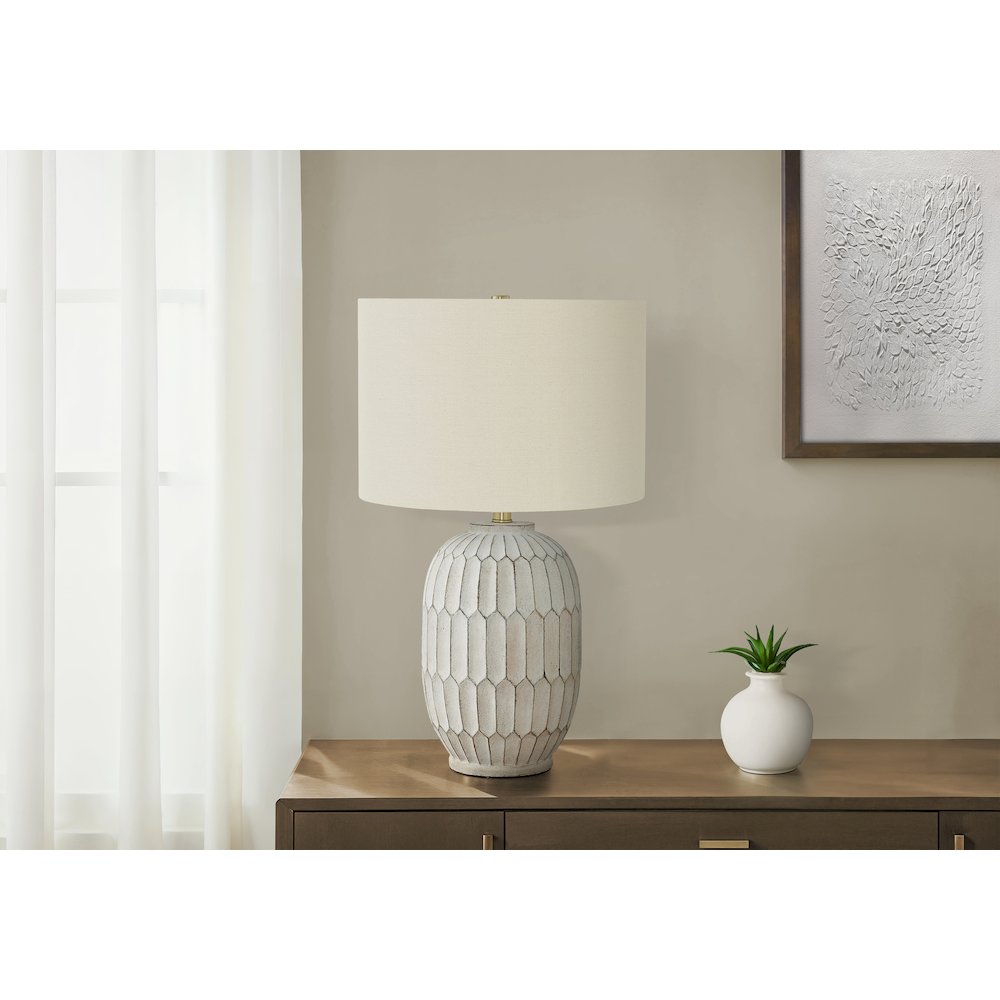 Lighting, 24"H, Table Lamp, Cream Resin, Ivory / Cream Shade, Transitional. Picture 5