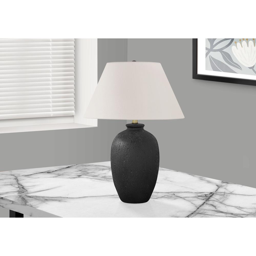Lighting, 24"H, Table Lamp, Black Ceramic, Ivory / Cream Shade, Modern. Picture 5