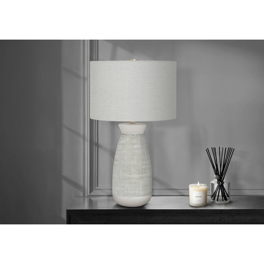 Lighting, 27"H, Table Lamp, Grey Ceramic, Grey Shade, Contemporary. Picture 5