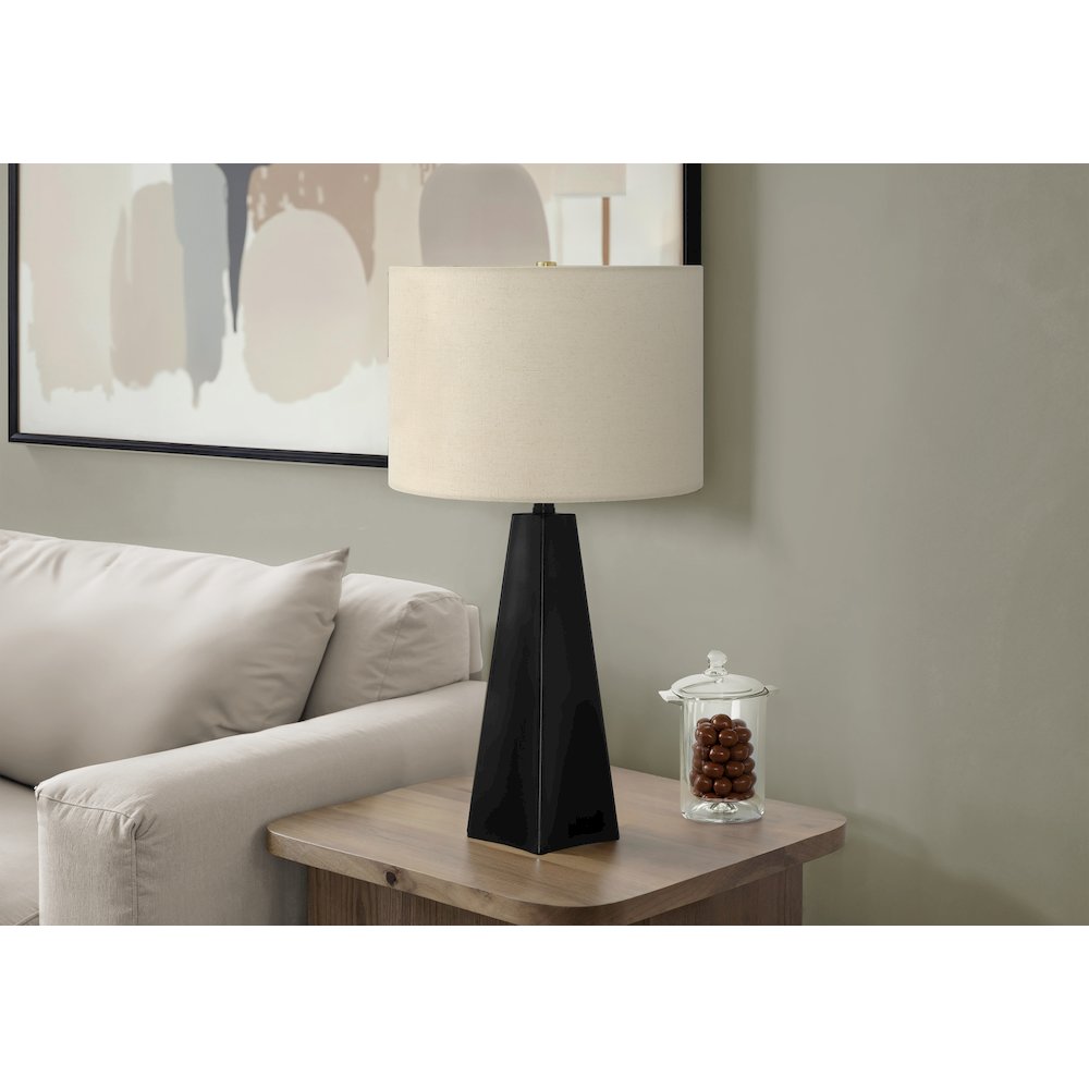 Lighting, 27"H, Table Lamp, Black Resin, Beige Shade, Modern. Picture 5