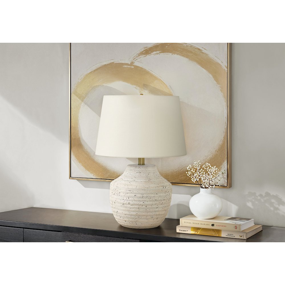 Lighting, 20"H, Table Lamp, Cream Concrete, Ivory / Cream Shade, Modern. Picture 5