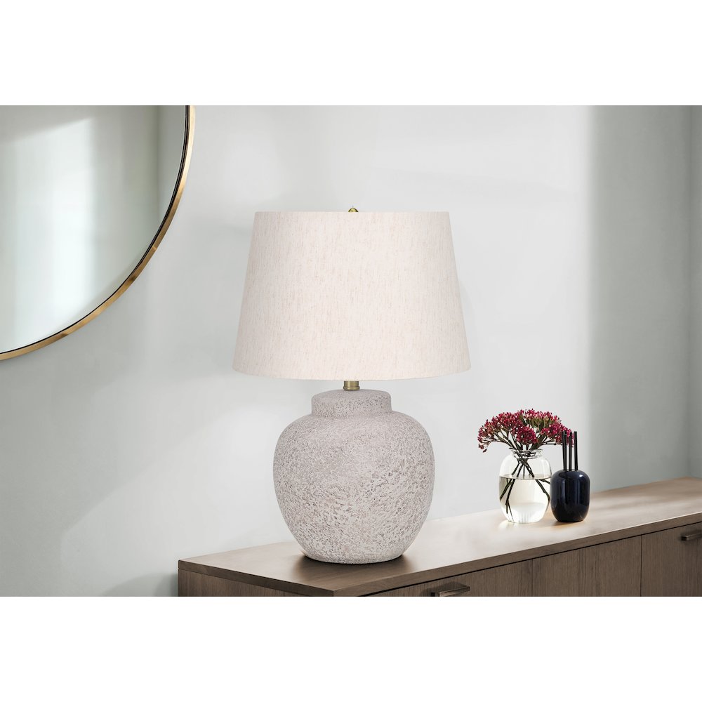 Lighting, 22"H, Table Lamp, Cream Concrete, Ivory / Cream Shade, Modern. Picture 5