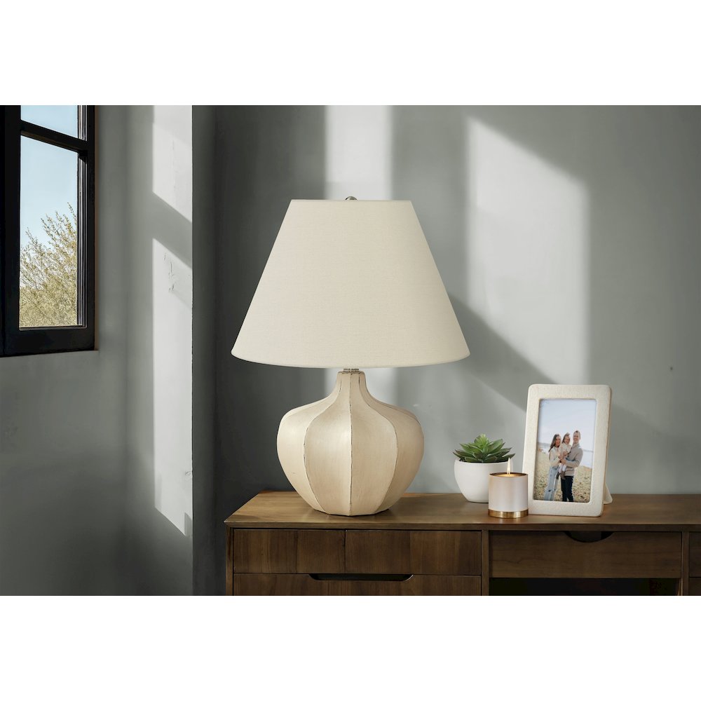 Lighting, 21"H, Table Lamp, Cream Resin, Ivory / Cream Shade, Transitional. Picture 5
