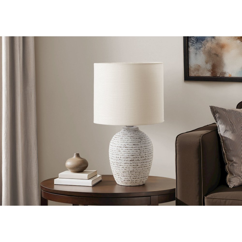 17"H, Table Lamp, Ivory Ceramic, Ivory / Cream Shade, Contemporary, Modern. Picture 2
