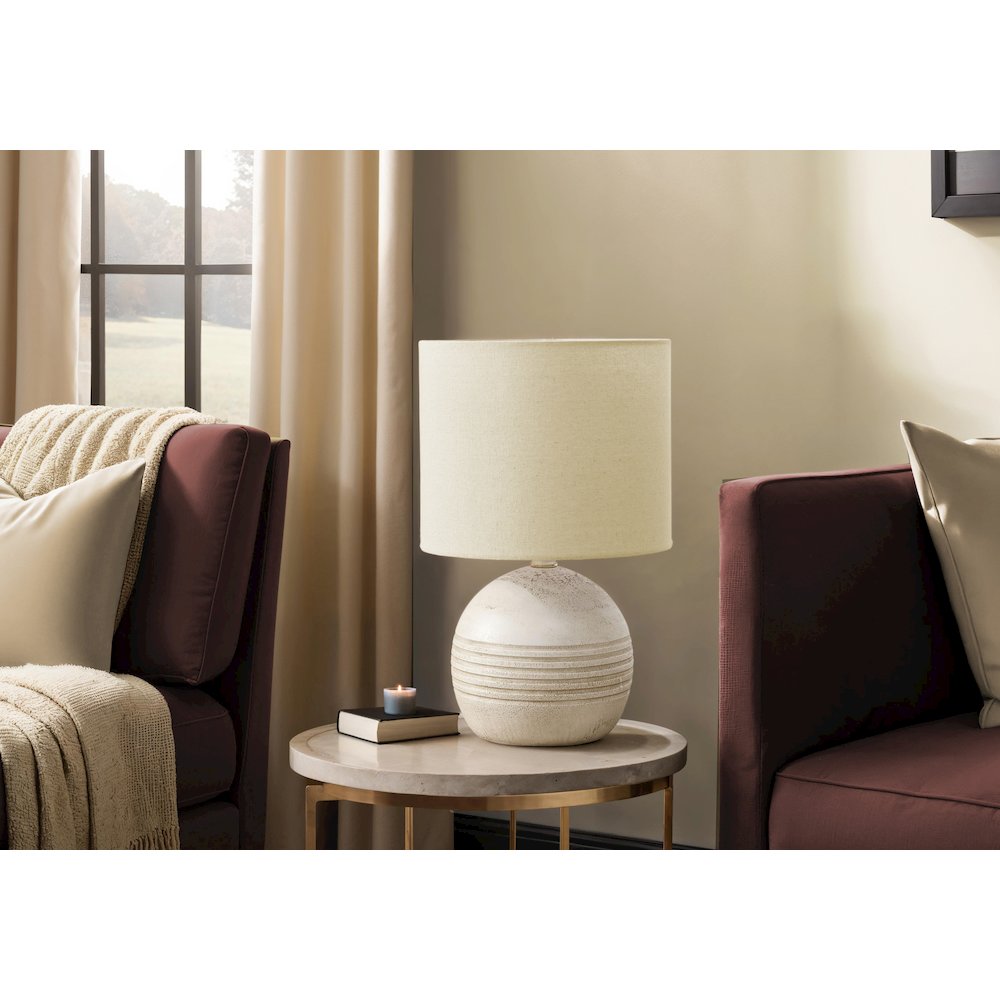 Lighting, 15"H, Table Lamp, Ivory Resin, Beige Shade. Picture 2