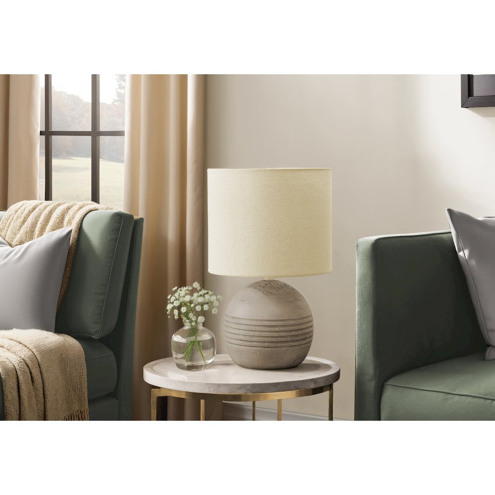 Lighting, 15"H, Table Lamp, Beige Resin, Beige Shade, Contemporary, Modern. Picture 2