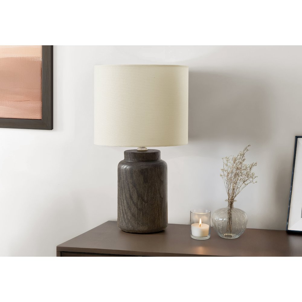17"H, Table Lamp, Brown Resin, Ivory / Cream Shade, Contemporary, Modern. Picture 2