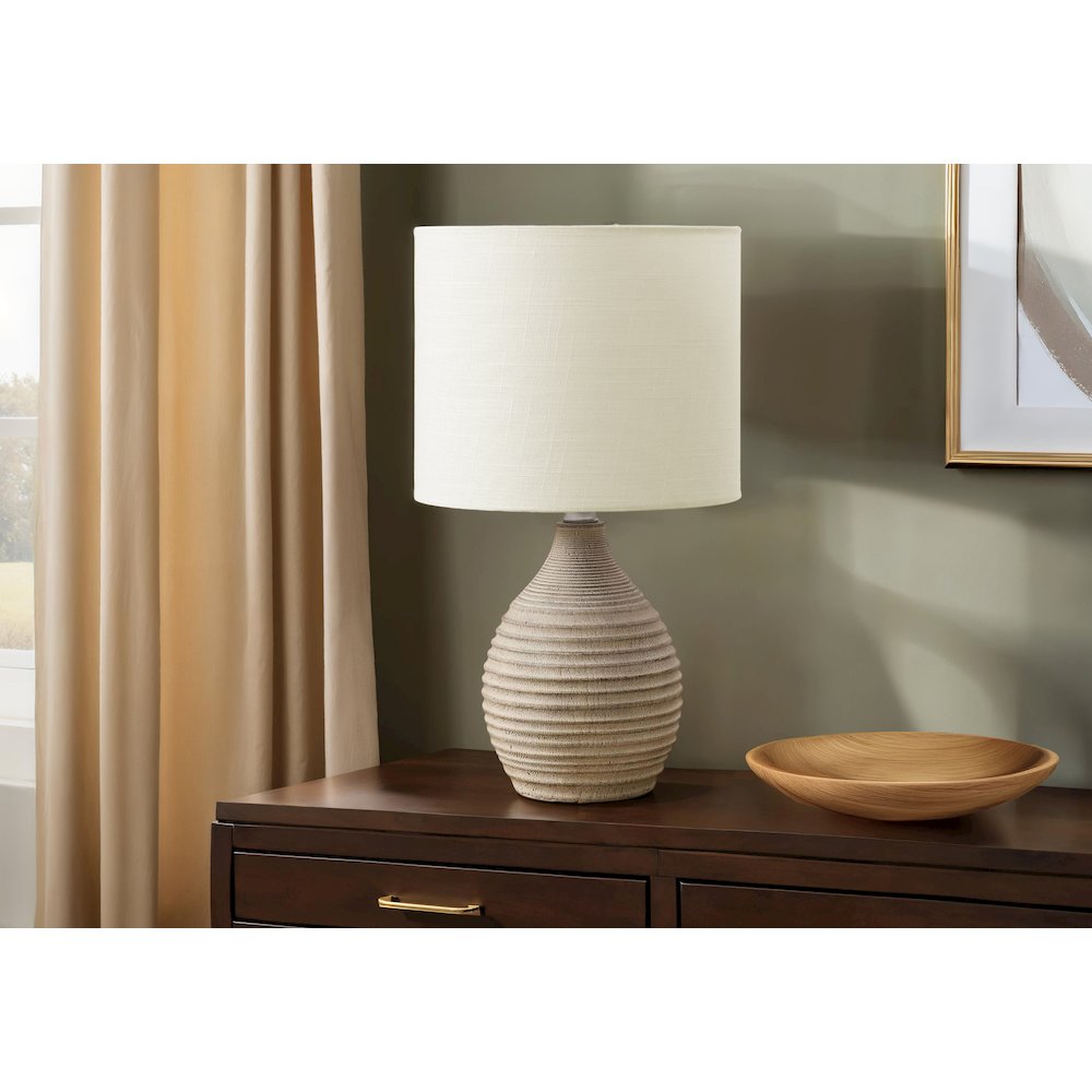 17"H, Table Lamp, Brown Resin, Ivory / Cream Shade, Contemporary, Modern. Picture 2