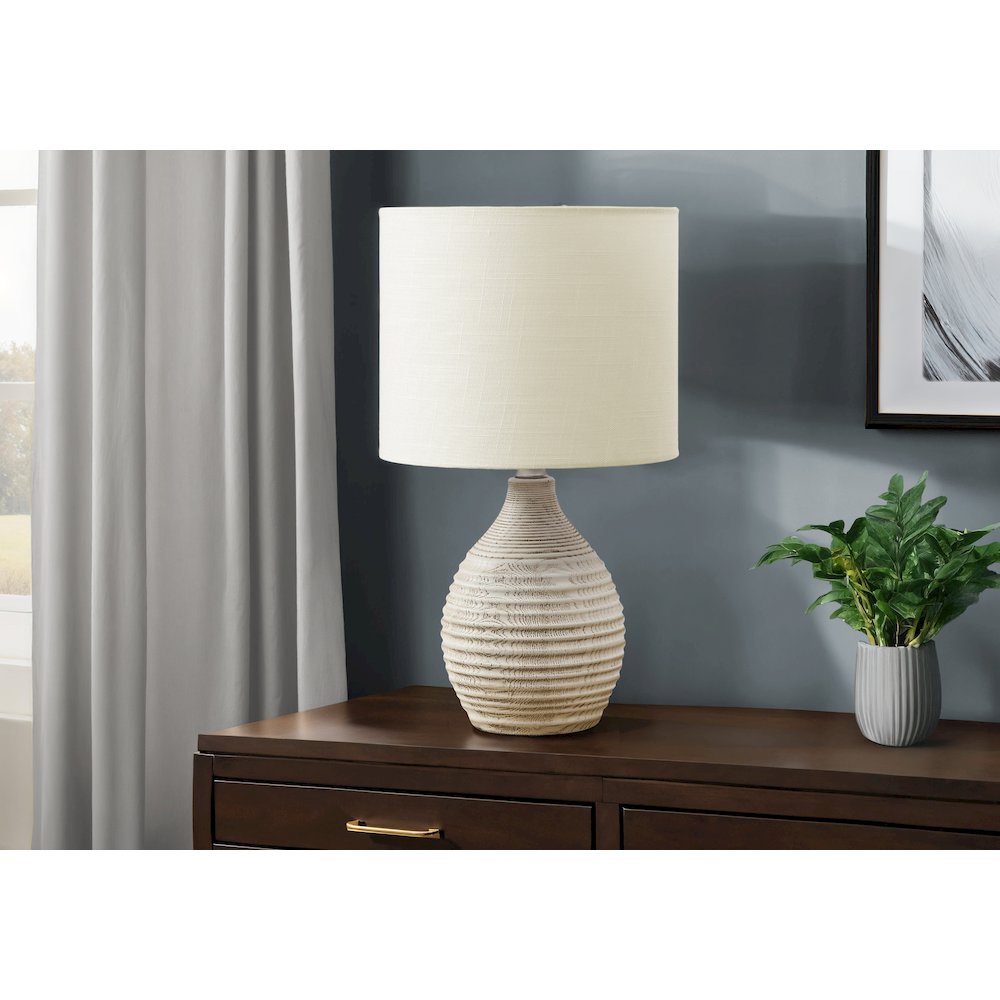 17"H, Table Lamp, Ivory Resin, Ivory / Cream Shade, Contemporary, Modern. Picture 2