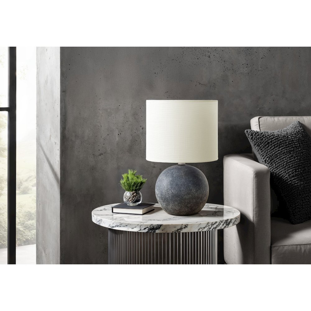 Lighting, Table Lamp, 16"H, Grey Concrete, Ivory / Cream Shade. Picture 2