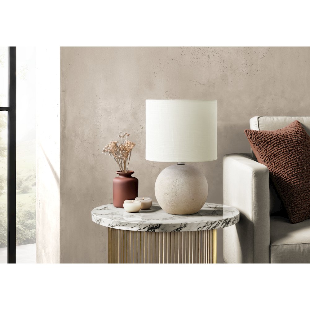 Table Lamp, 16"H, Ivory Concrete, Ivory / Cream Shade, Contemporary, Modern. Picture 2