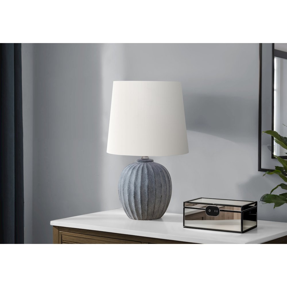 Lighting, 19"H, Table Lamp, Grey Resin, Ivory / Cream Shade, Transitional. Picture 2